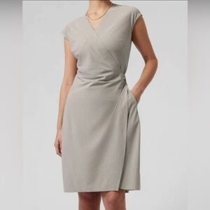 Athleta Newport Wrap Midi Dress In City Stripe Black Sea Salt Lightweight XS